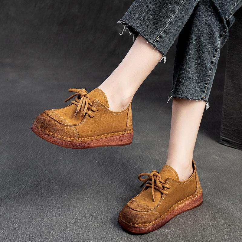 Fashion New Women's Soft Moccasins Slip-On Lazy Shoes Designer 2025 Autumn Female Round Real Leather Flats Luxury Buckle Footwear