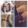 Hot 2pcs/Set Couples Distance Braid Bracelets Natural Stone White And Black Ying Yang Beads Bracelet Best Friend Strand Jewelry
