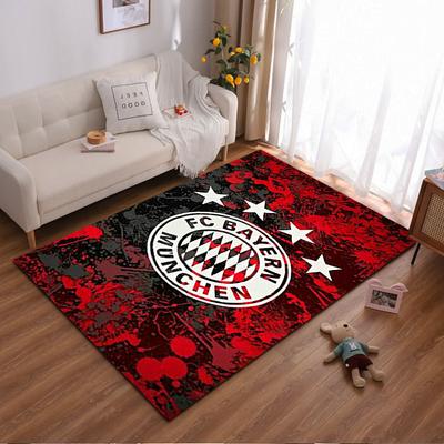 FC Bayern München Logo Teppich, Roter und Schwarzer Abstraktes Design Teppich Geeignet zur Verwendung als Anti-Rutsch für Wohnzimmer Schlafzimmer Sofas