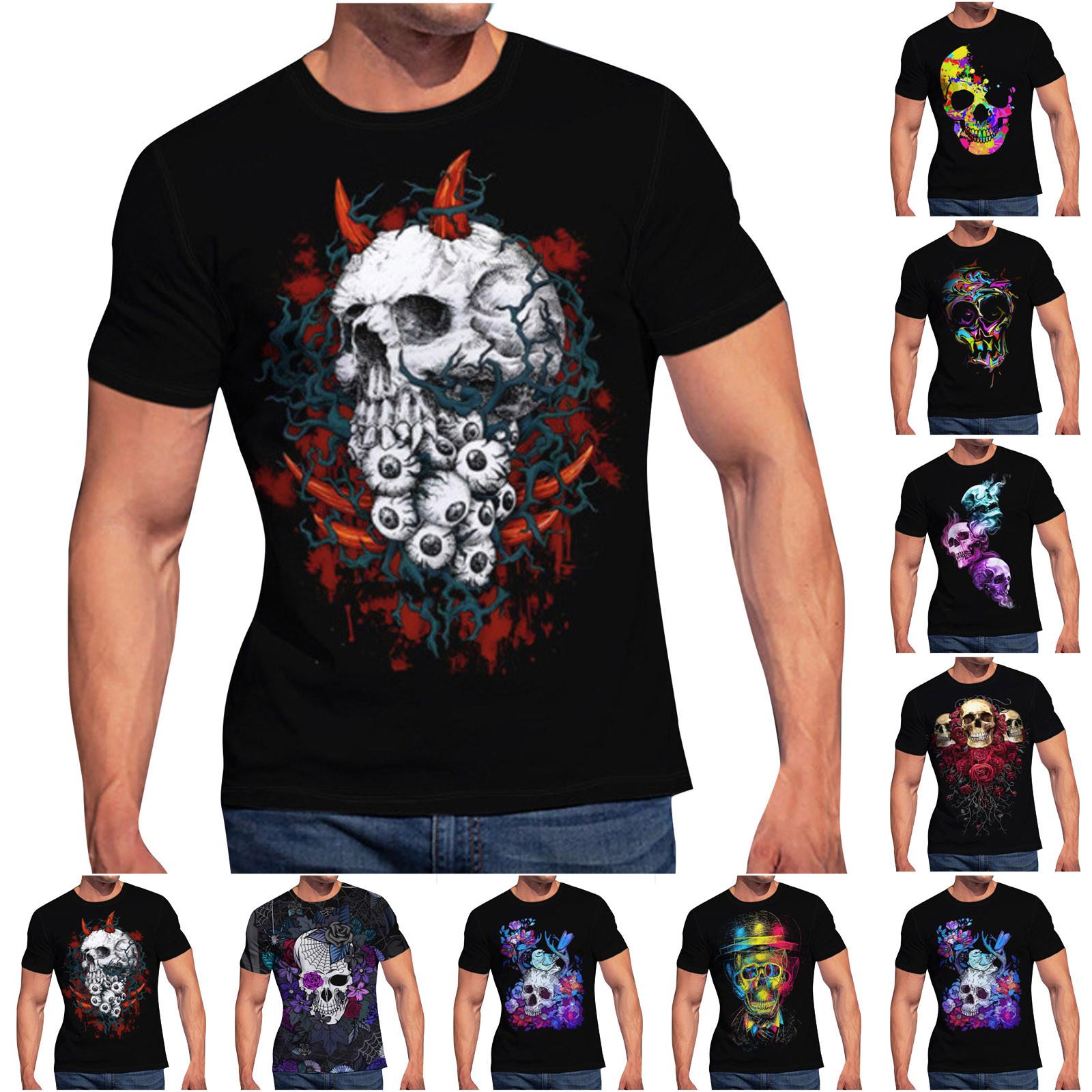 

(Куниде) Мужская футболка с коротким рукавом и принтом, летняя круглая шея, трендовая повседневная толстовка