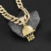 Personalizovaný full diamond vynikající síťovaný rám basketbalového koše přívěsek náhrdelník, evropský a americký hip hop sportovní kubánský náhrdelník