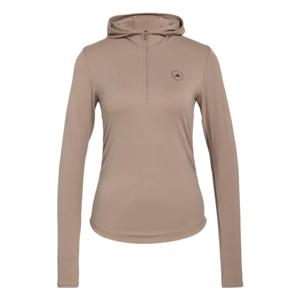 adidas Women s Taupe Half-Zip Long Sleeve Training Hoodie KF4033 M