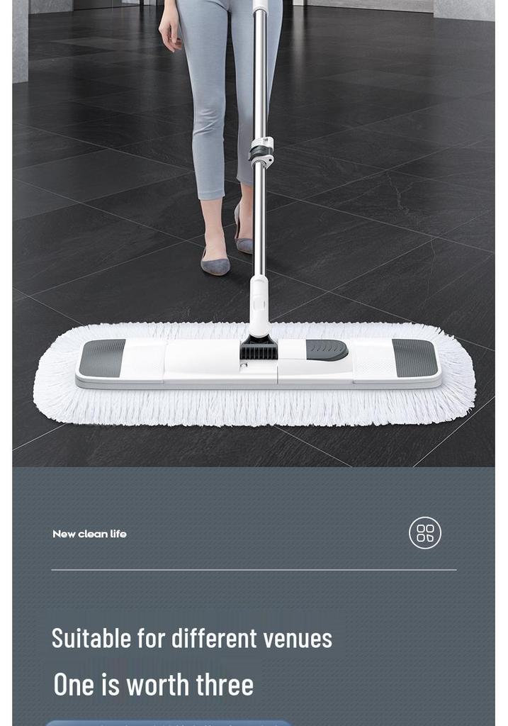 Pure Cotton Large Dust Mop for Hotels & Homes - Flat Mop for Tile Floors with Extended Cloth