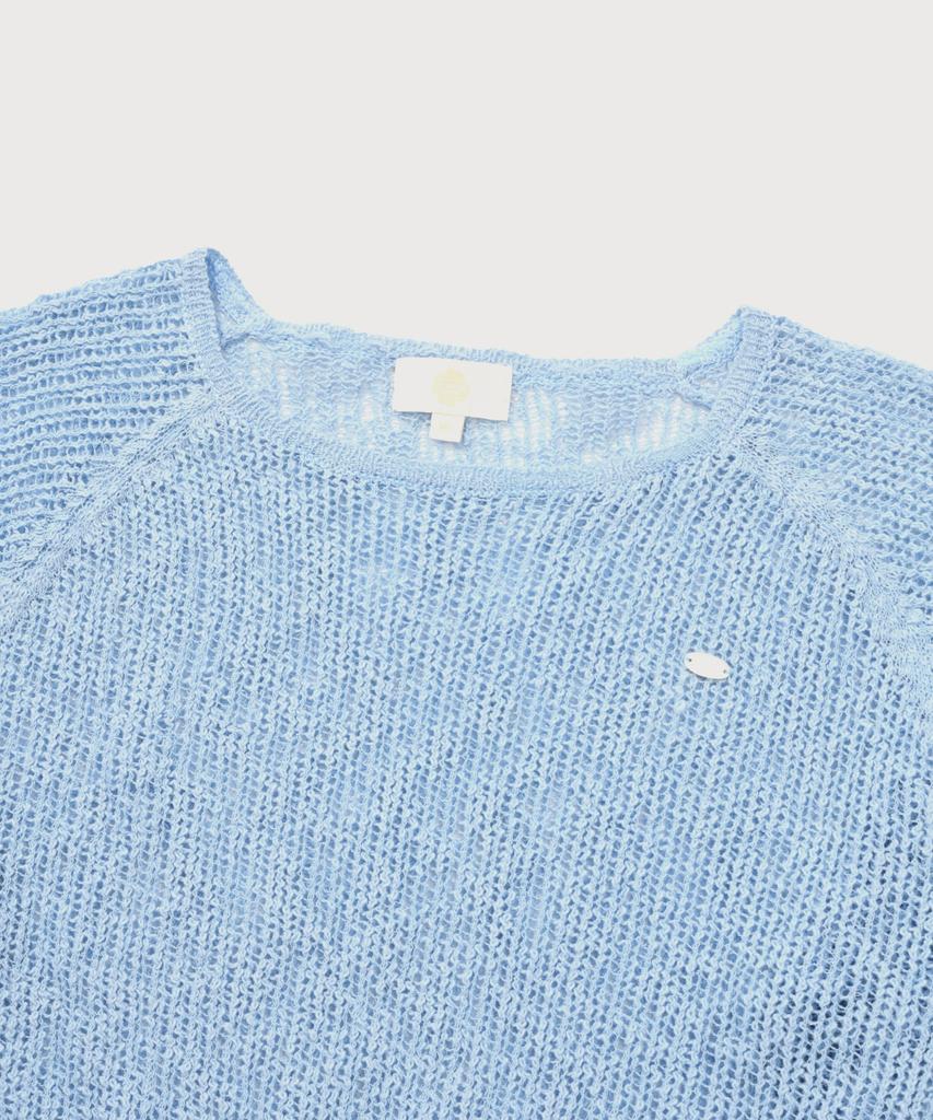COVERNAT WOMAN Crochet Round Neck Knit Sky Blue