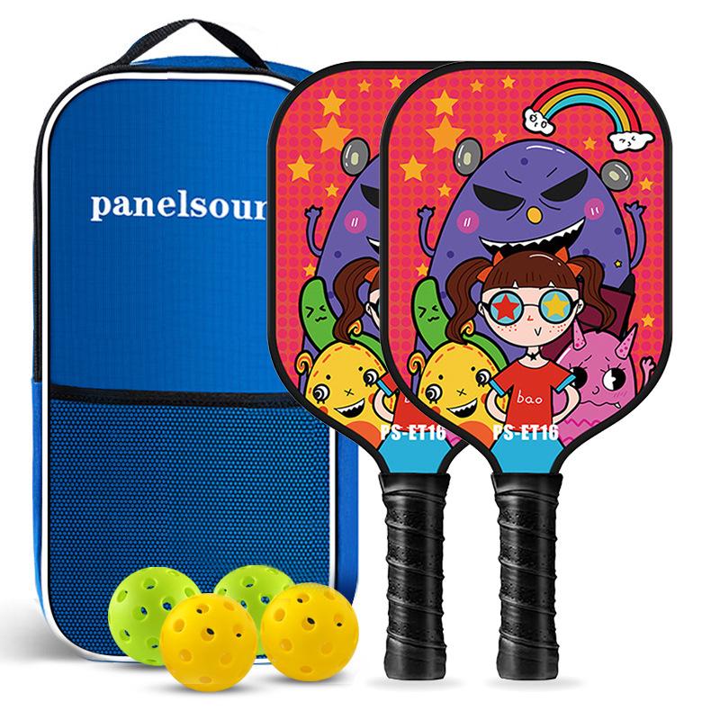 Children's Cartoon Fiberglass Pickleball Paddle Set