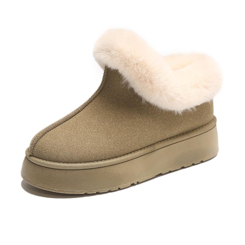 Snow boots women's thick-soled outer wear winter new fur integrated short boots thickened one-pedal cotton shoes non-slip