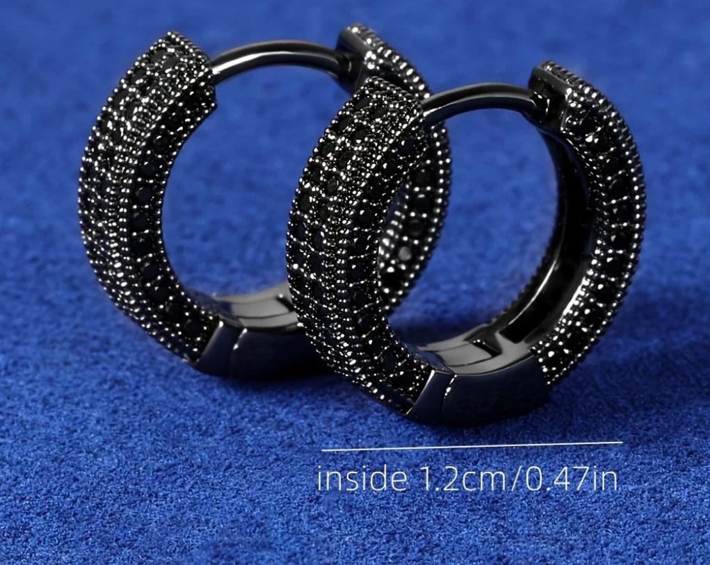 Good Fashionable Design for Casual Attire popular Elegant Black Hoop Earrings Essential Novelty Earrings with Sparkling Cubic Accents Fashion fashion