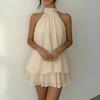 2026 New Women's Clothing, New Spring Models, Temperament Style Neck Sleeveless Backless Top Short Skirt Set