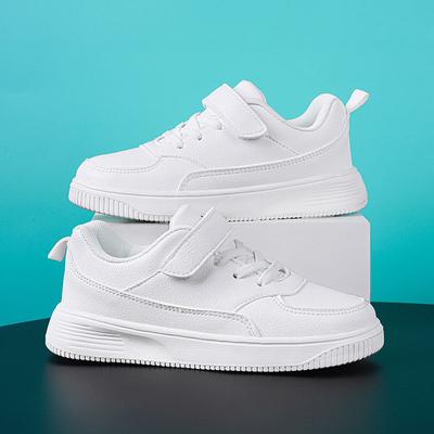 Fashion Black Children Shoes Pu Artificial Leather Kids Casual Sneakers School Running Shoes for Boy Girls White Tennis