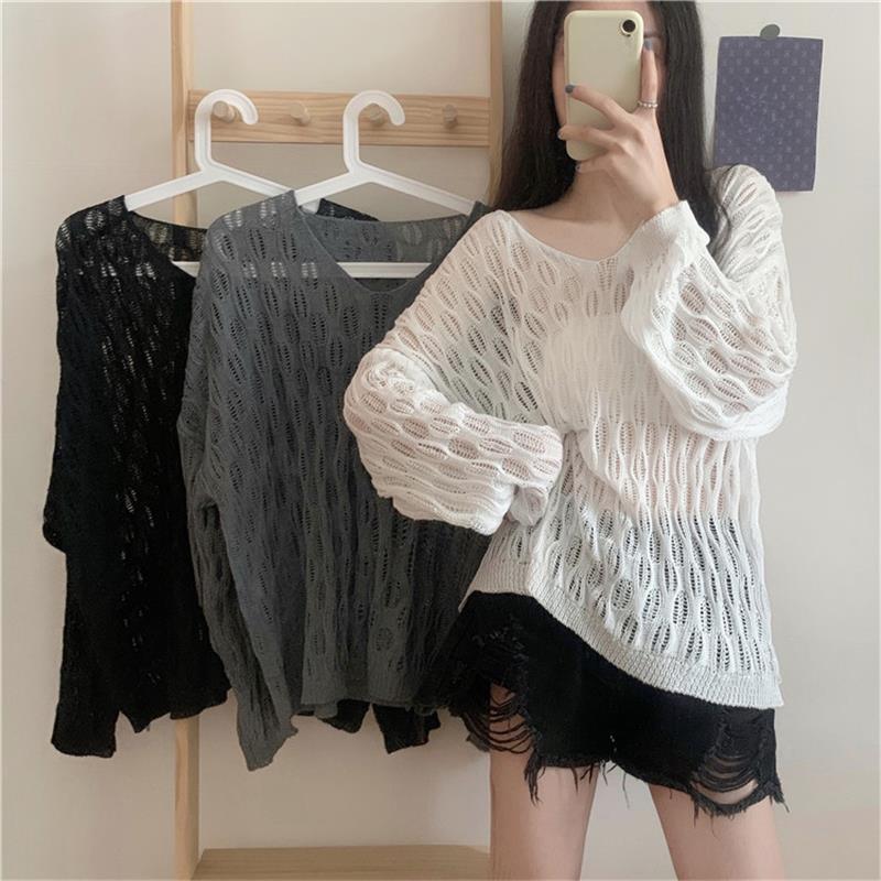 Women's Summer Thin Knitwear Oversized Spicy Girl Top Loose Sweater Outer Wear Hollow Out Cardigan Plus Size