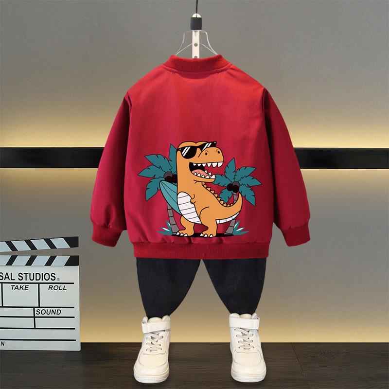 Chaqueta de primavera y otoño para niños y niñas, uniforme de béisbol con estampado de letras de oso de dibujos animados para niños de 4 a 12 años, ropa de abrigo deportiva