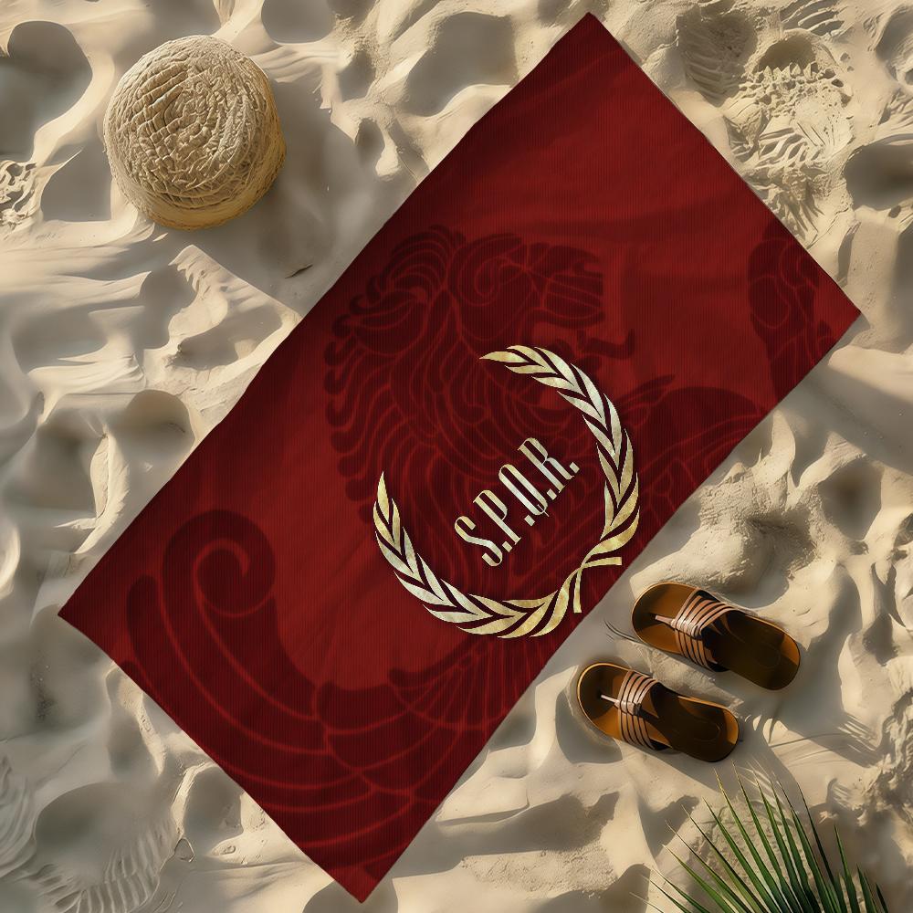 Toalla de Bandera Romana SPQR Suave Ligera Anti-Arena Grande para Playa Secado Rápido Baño Deportes Familia
