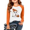 Camiseta Infantil com Estampa de Halloween Manga Longa Casual Gola Redonda para Festa e Uso Diário