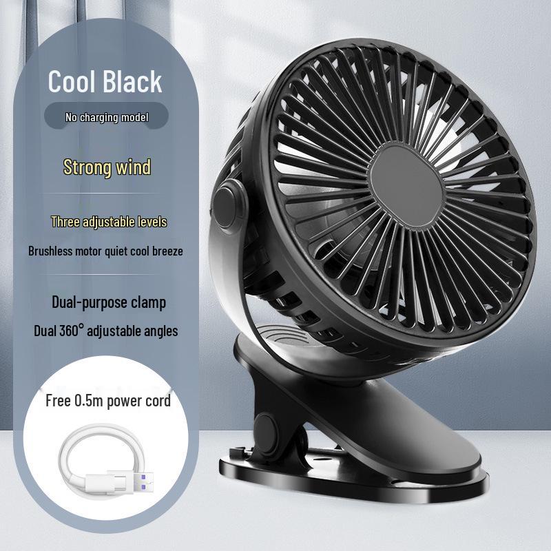 USB Rechargeable Mini Portable Ultra-Quiet Clip-On Desk & Handheld Fan 2500mAh