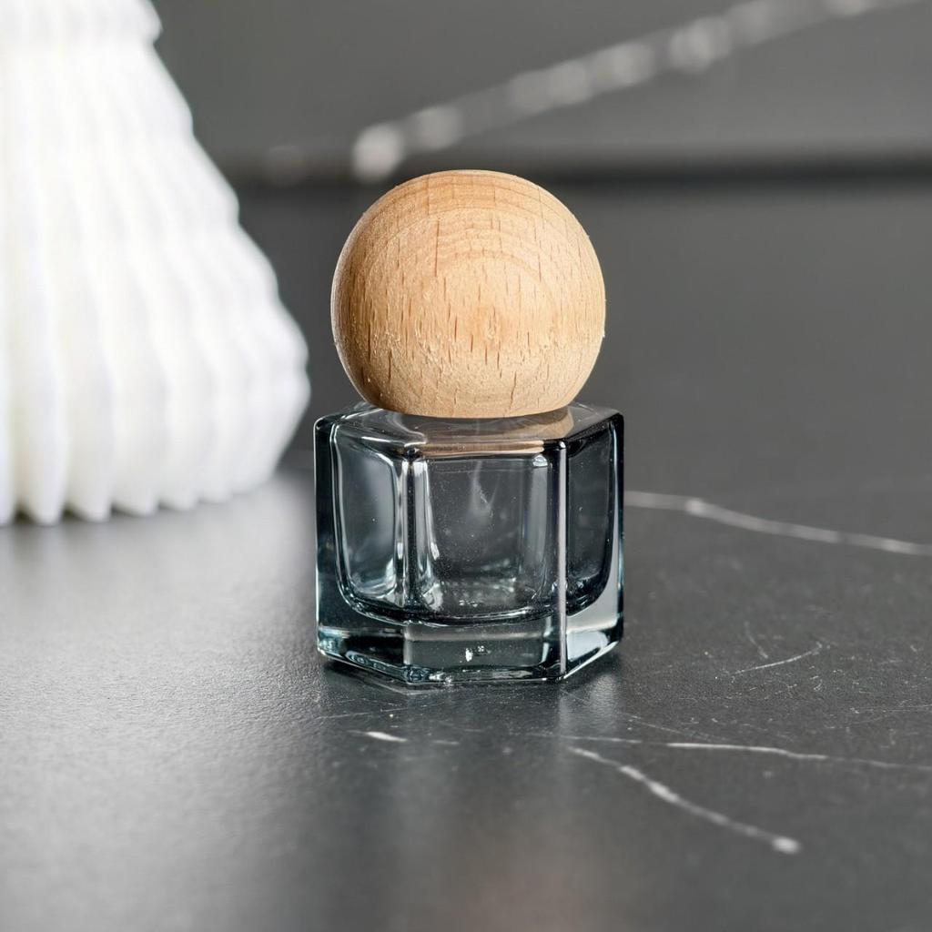 High-End Light-Blocking Glass Roller Bottle with Wood Cap for Perfume and Essential Oils - Small Refillable with Flower Water Applicator.