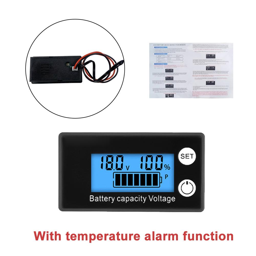 DC 8-100V Batterie Spannungsmonitor Messgerät mit Alarm Lithium-Ionen Kapazitätsanzeige LCD-Display für Blei-Säure Ternäre Eisenbatterie