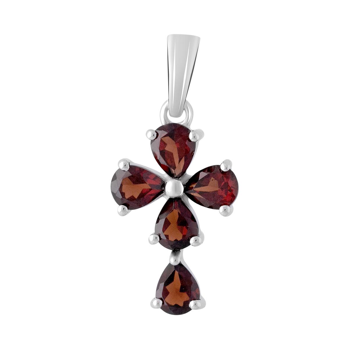 

Срібний хрестик з гранатом 2.135ct (2106968) темні цукерки apple червоний колір
