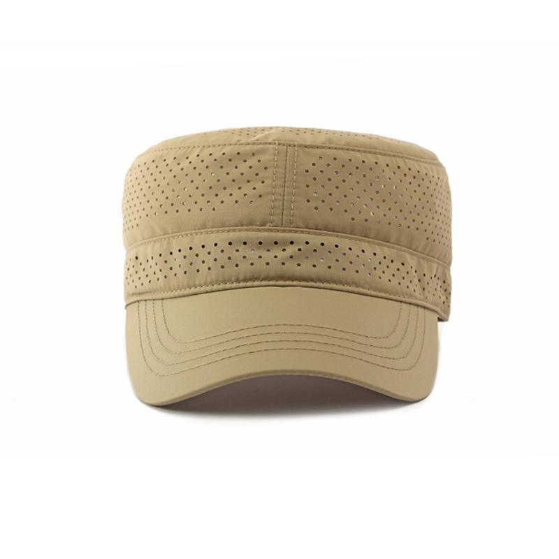Summer Breathable Flat Top Hat Men's Outdoor Sunscreen Hat for Middle-Aged and Elderly Climbing Full Sealed Cap