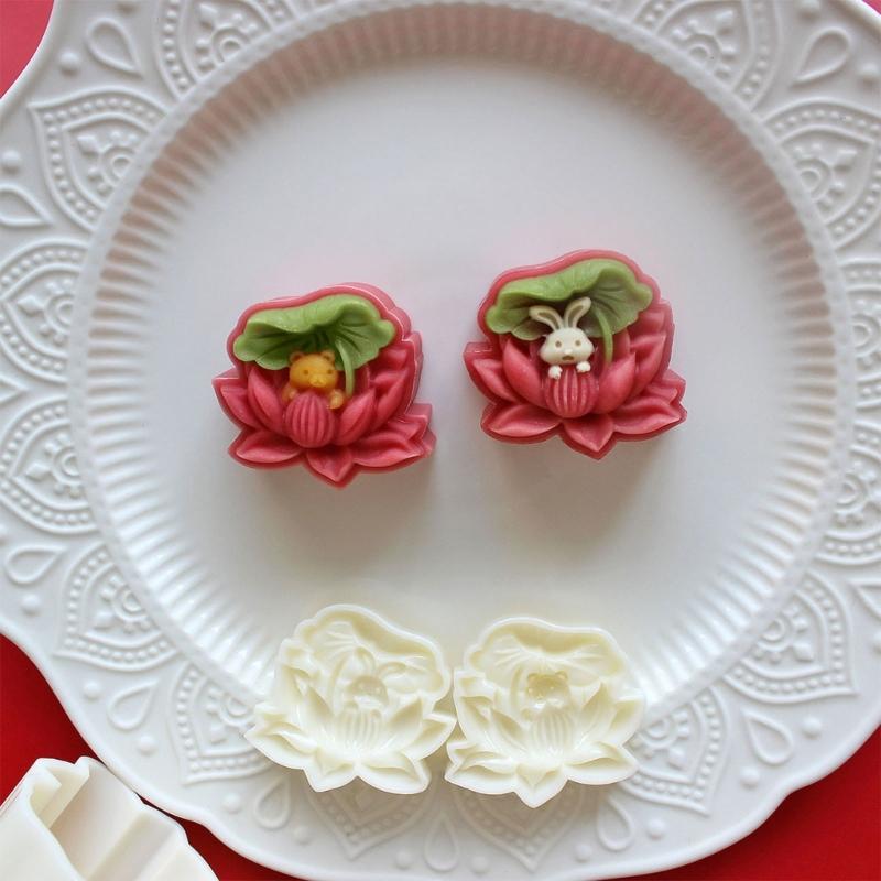 3D Flower Mooncakes Mould ABS Plastic Baking Tool Hand Press Designs For Cakes Cookie And Chocolates