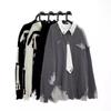 Men's Retro College Style Layered Knit Sweater - Loose Fit, Contrast Colors, Spring & Autumn