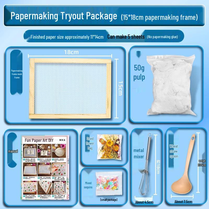 DIY Ancient Papermaking Kit for Kids: Educational Flower & Plant Pulp with Wooden Frame Screen Tools