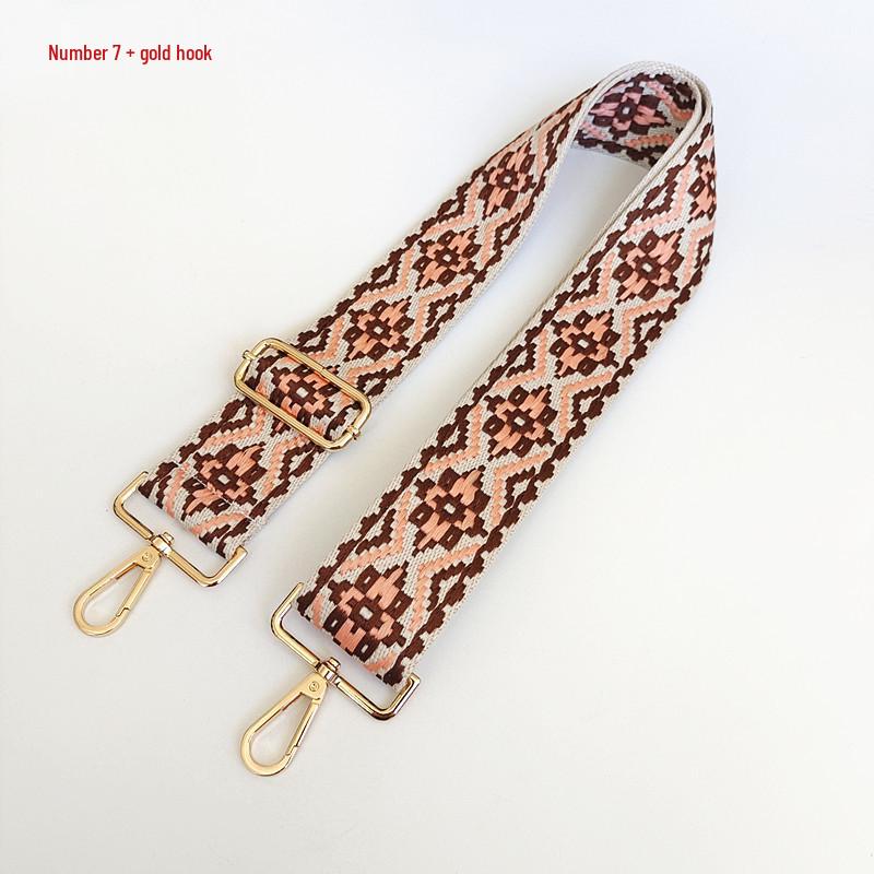 Etniczny Wzór Nylonowy Pasek do Plecaka z Regulowaną Długością i Metalowymi Akcesoriami - Odporny na Zużycie i Poszerzony dla Komfortu