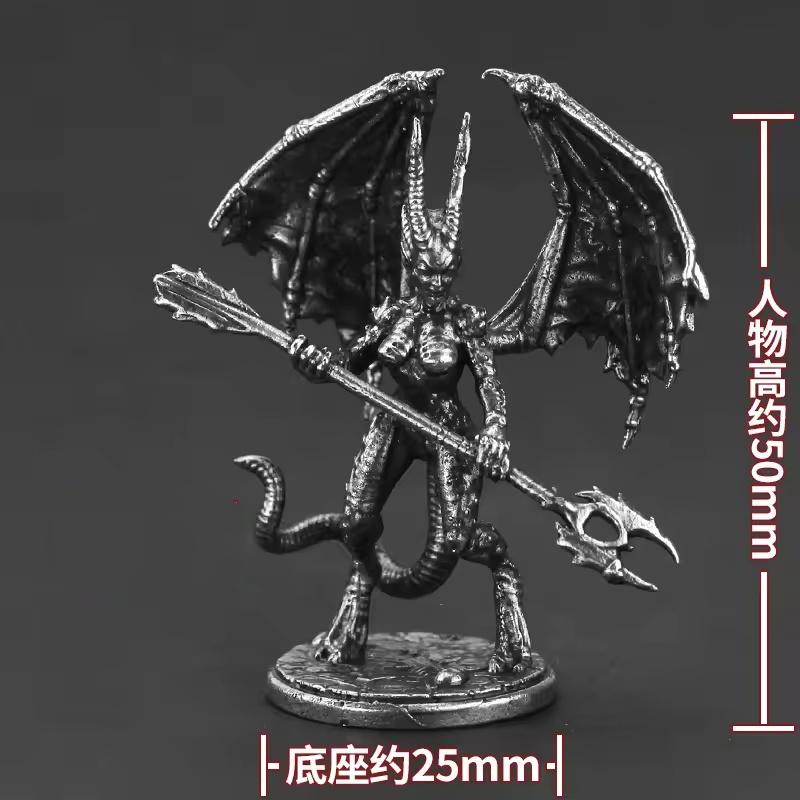 Vintage Metal Hell Demon Soldier Miniature Model War Chess Board Game Piece Car Ornament Collectible Toy