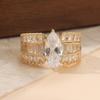 Fashion Gold Color Square Inlaid White CZ Women's Ring Geometry Daily Wear Party Jewelry