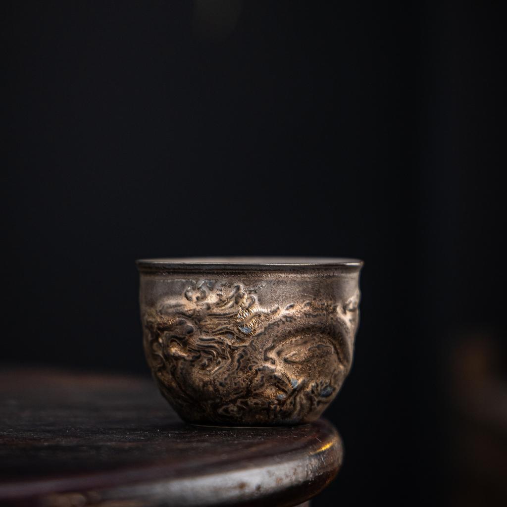 111ml Gilt Rust-glazed Auspicious Dragon Teacup Boutique Tea Bowl Mug Tea-tasting Smelling Cup Chazhan Master Cups Teaset Craft