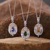 Natural Gemstone Necklace Tanzanite White Crystal Diopside Pendant Chain Women