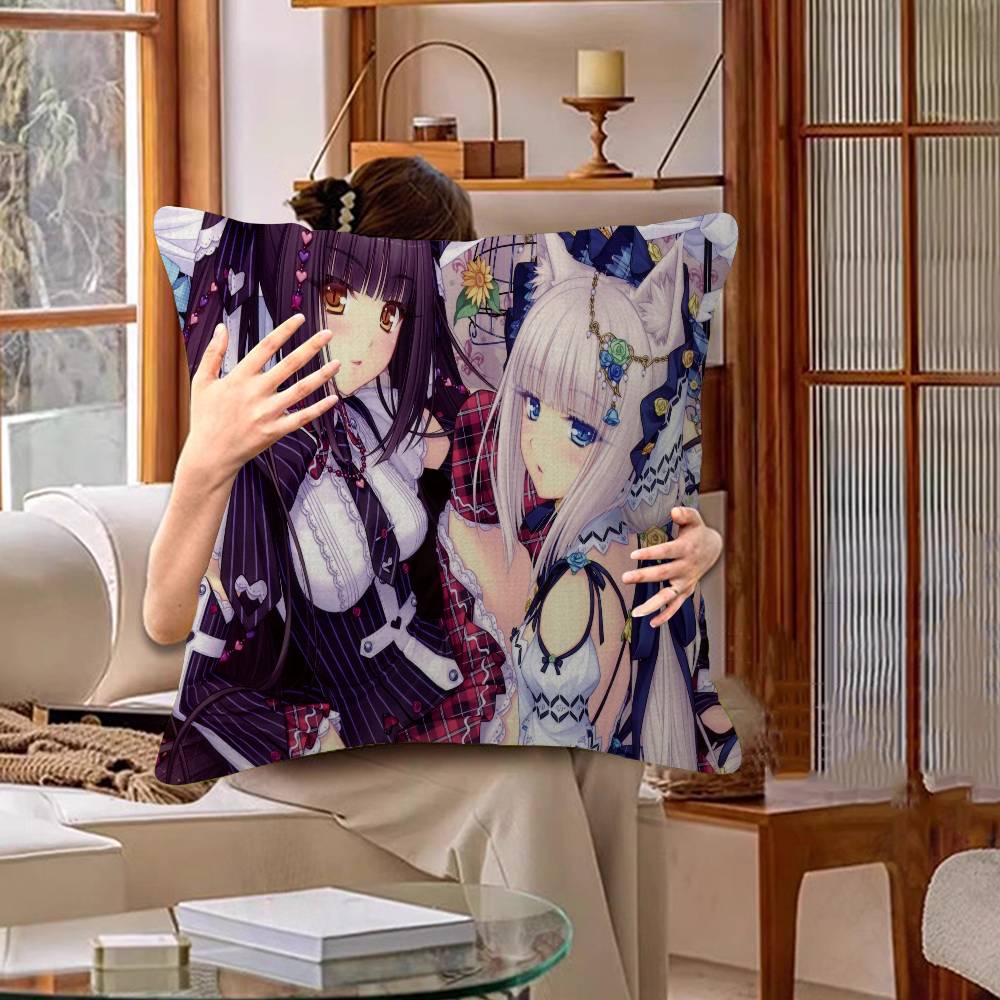 Cartoon Nekopara Pillow Anime Pillow Sofa Bed Head Pillow Cover Cushion Cover 45x45 Cm Fashion