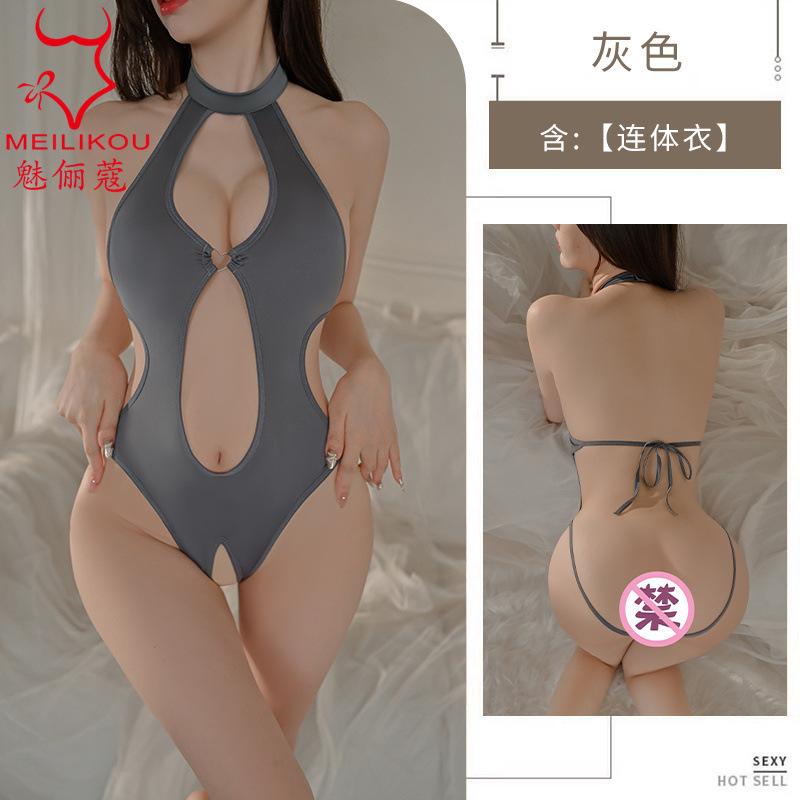 Sexy underwear autumn new sexy neck onesie pure want to open the file at home to show buttocks temptation uniform