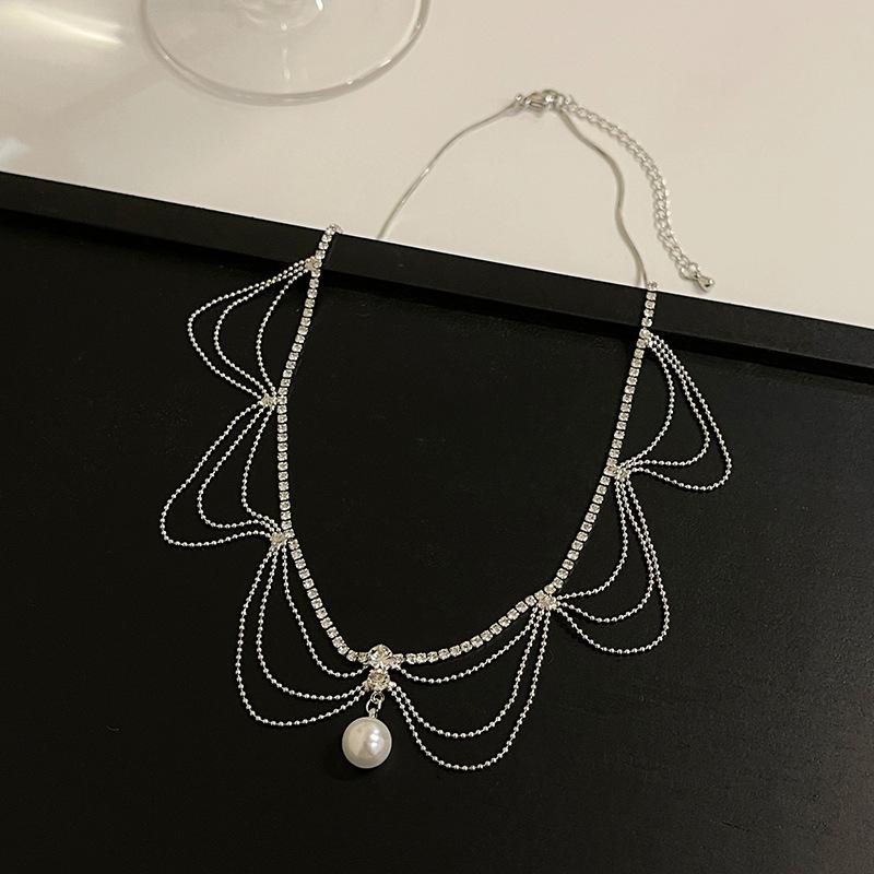 Атмосферное жемчужное ожерелье женская взрывная световая роскошь шейная цепочка цепочка на ключицу