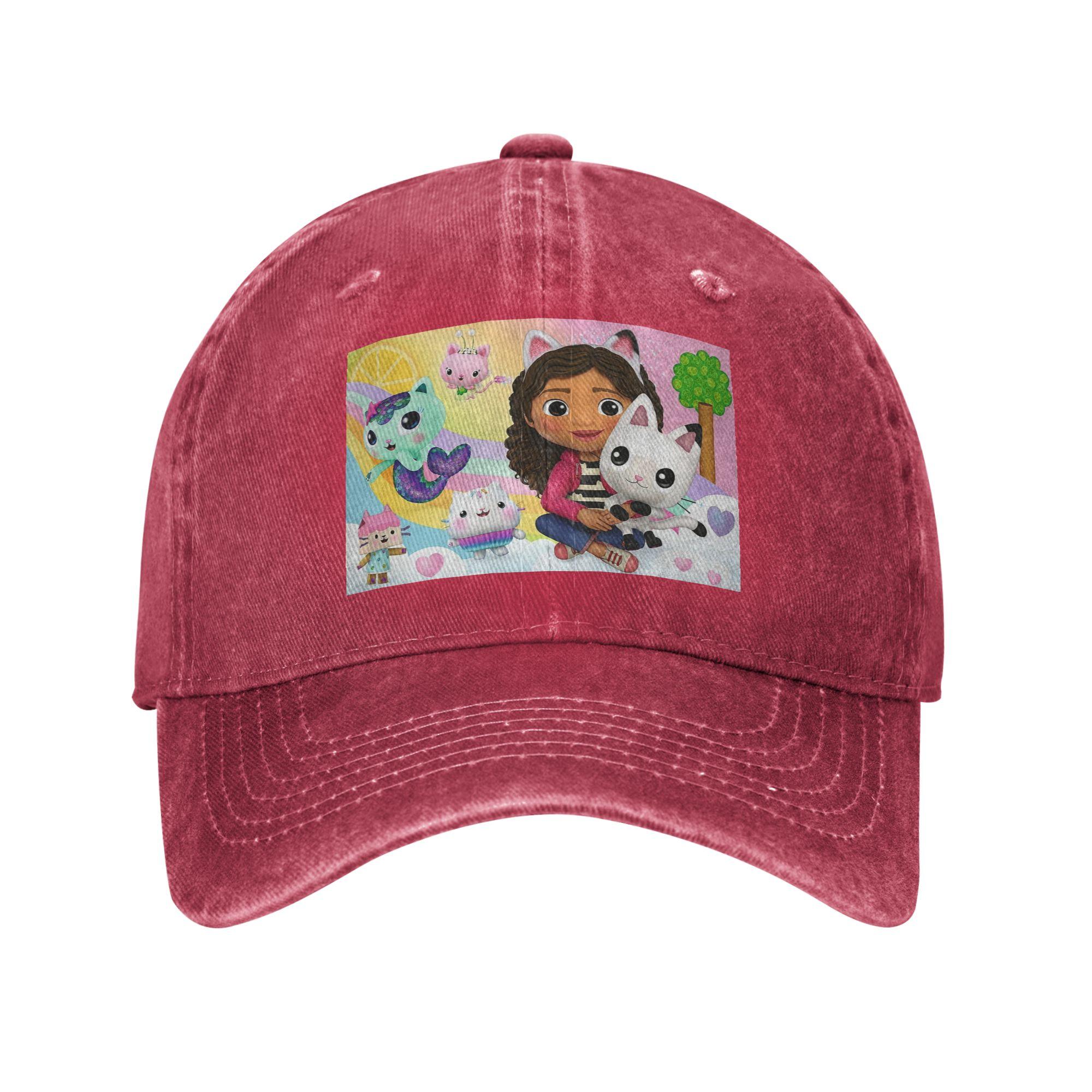 Gabbys Dollhouse Nordic Gabby Cat Pandy Paws Baseball Caps Denim Fabric Hats Adjustable Casquette Hip Hop Baseball Cowboy Hat One Size