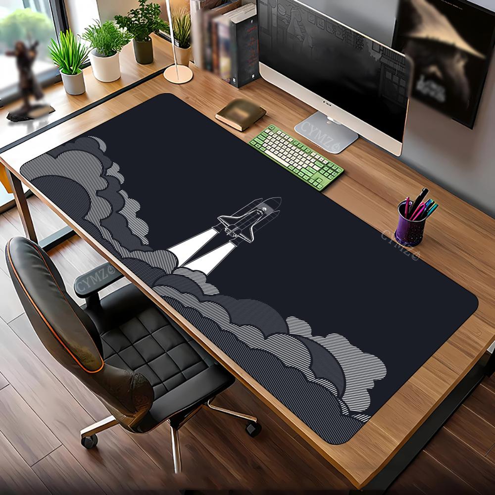 Space rocket large Mouse Pad Desk Mat Gaming mats NonSlip Stitched Edge Keyboard Extended pad Computer mouse pads office rug