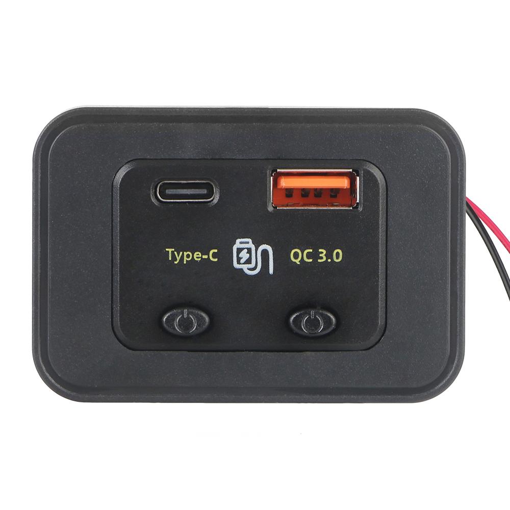 Auto Adapter 12V/24V LED Light Car Fast Charger Type C + QC3.0 USB A Port for Car RV RV Home Camper Caravans Phone Charger