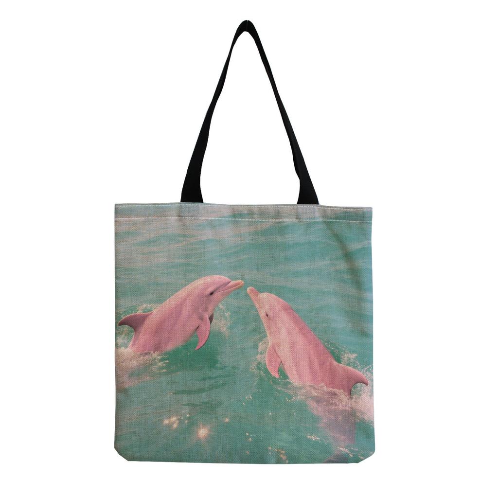 Women Vintage Linen Tote Bag - Large Capacity Print Shoulder Handbag for Casual & Grocery Shopping KTB