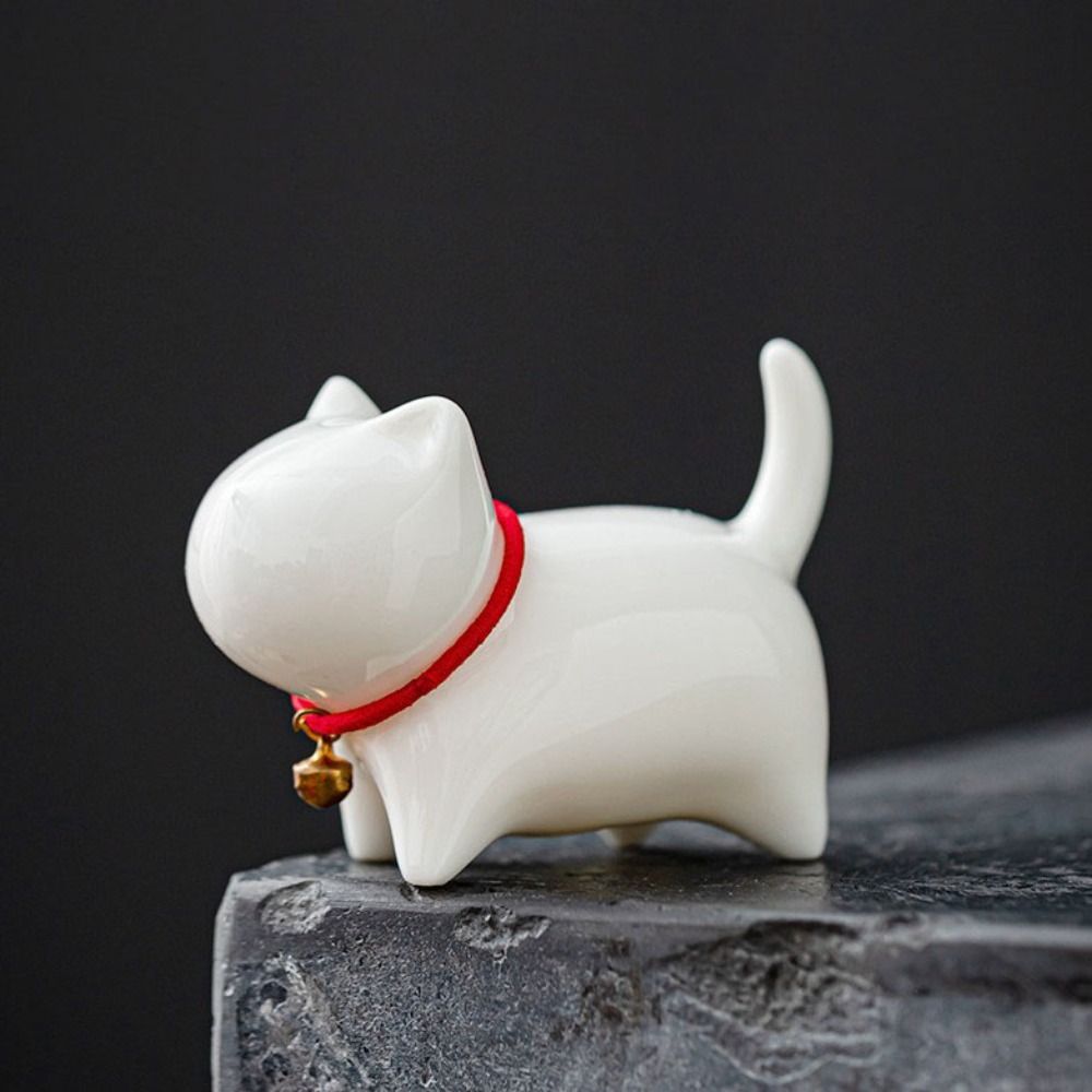 Luxury Style Lucky Cat Bell  Figurines Ceramics Animal Feng Shui Decor  Office Accessories
