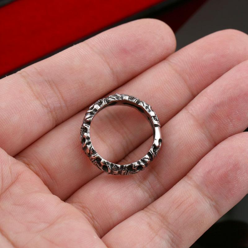 Titanium Steel Skull Head Ring Punk Style Fashion Jewelry