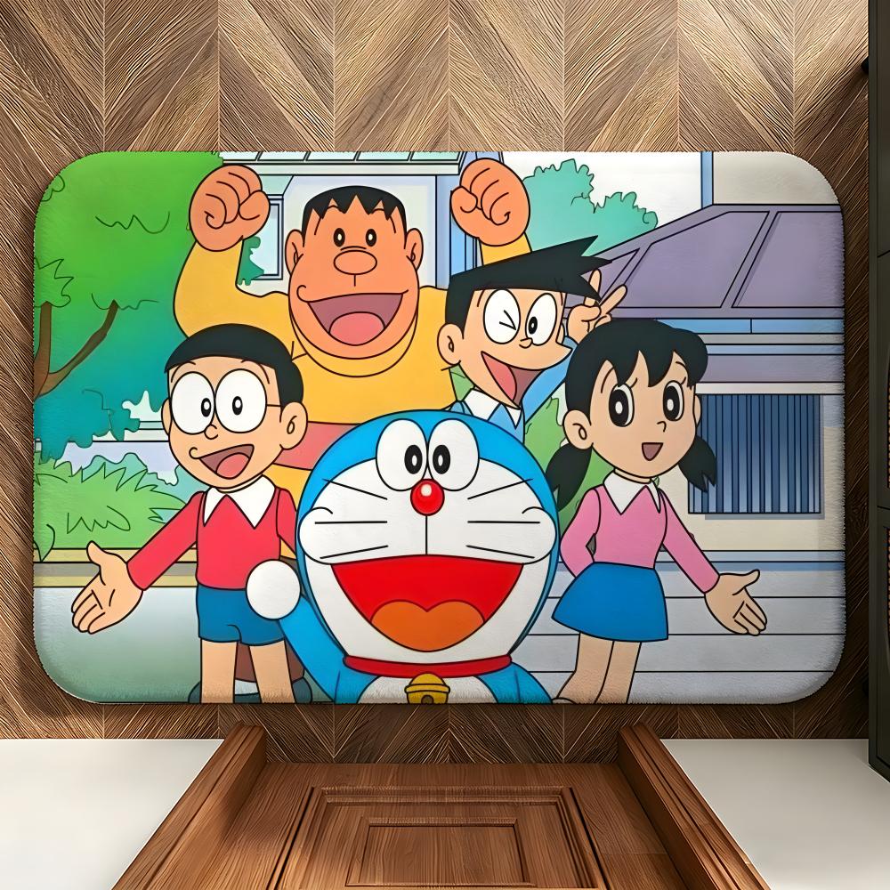 anime D-DORAEMON Floor Mat Soft Flannel Floor Mat Suitable for Entryways, Living Rooms, Bedrooms, and Bathrooms