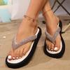 Thick Sole Rhinestone Beach Flip Flops for Women Summer Fashion Clip Toe Wedge Sandals Woman Lightweight Platform Slippers 36-43
