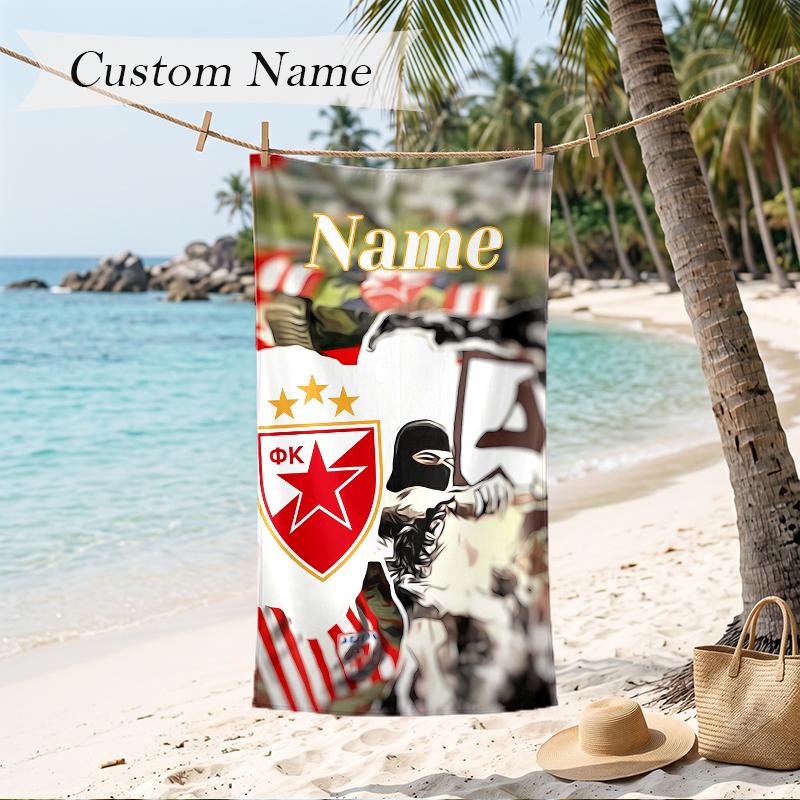 SLAVIA PRAGUE Custom Name Printed Beach Towel Personalized Soft Towel For Swimming Beach Travel