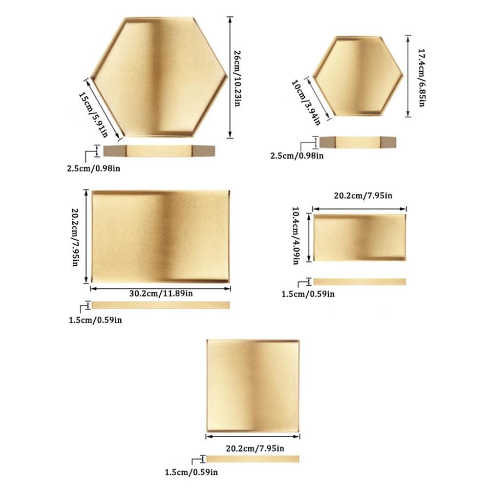 Nordic Geometric Gold Tray Metal Storage Tray Food Fruit Jewelry Dish Plate Desktop Makeup Organizer Home Party Decoration Trays