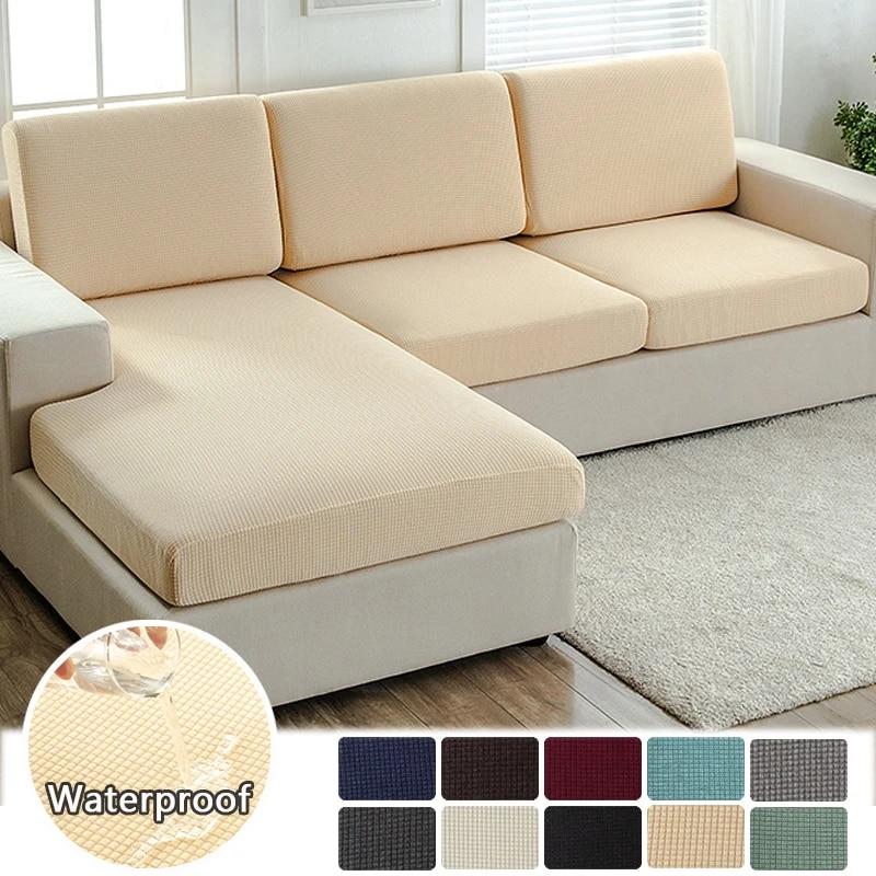 Waterproof Polar Fleece Sofa Seat Cushion Cover For Living Room Jacquard Sofa Slipcover Removable Pets Kids Furniture Protector
