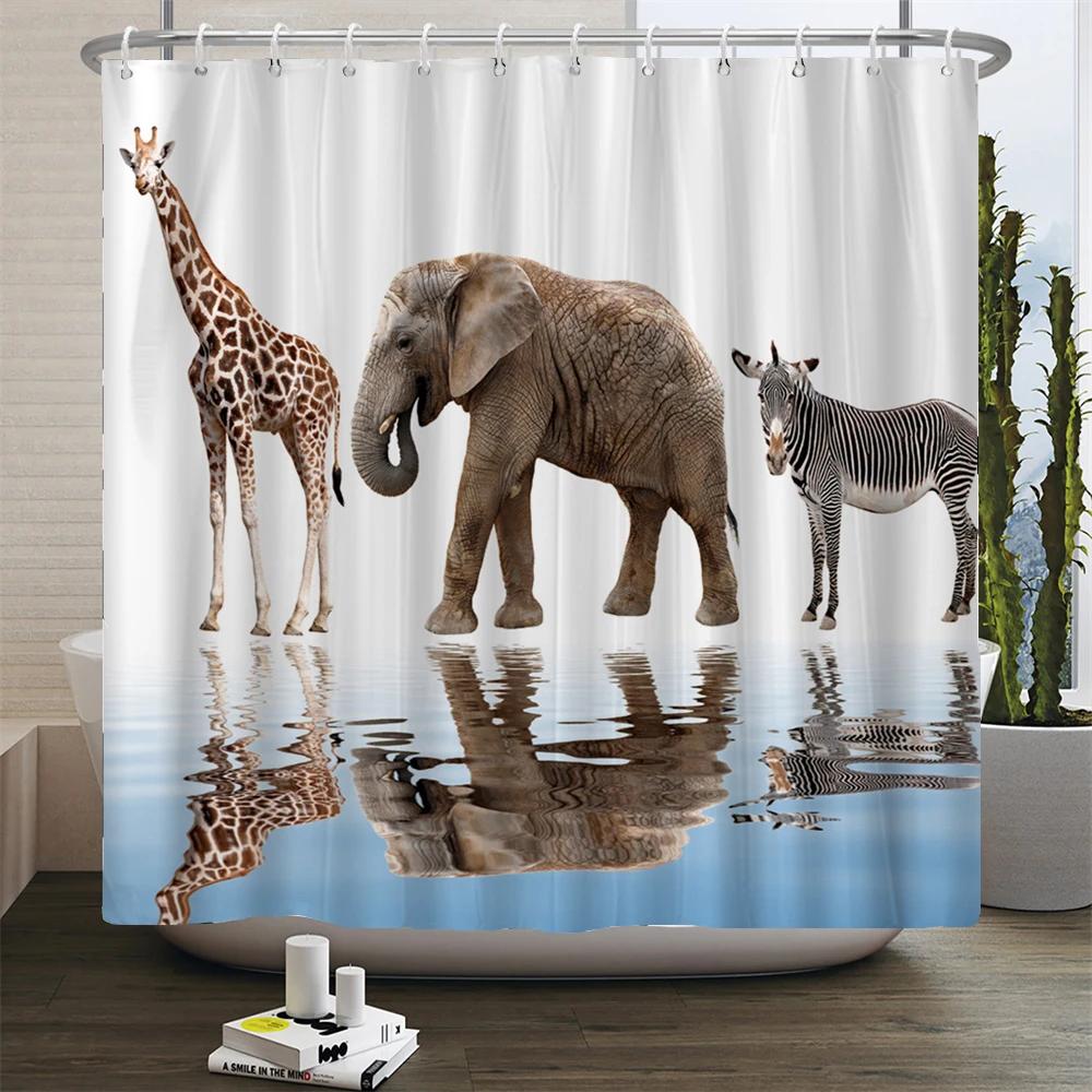 

Высококачественные тканевые шторки для душа с леопардовым принтом, экран для ванны с изображением животного пантеры, водонепроницаемые изделия, декор для ванной комнаты с 12 крючками W90xH180cm