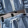 2Pcs/Set Men Spring Autumn Patchwork Color Sport Outfit Hooded Drawstring Long Sleeve Zipper