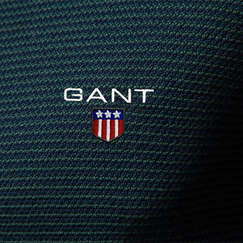 Gant 2025 Autumn/Winter Embroidery New Half Zipper Men's Stand Up Collar Cotton Sweater Business Casual Knitted Sweater