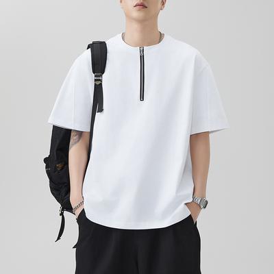 Summer Heavy 300g POLO Pure Cotton Short-sleeved T-shirt for Men Comfortable Fit Japanese Everyday