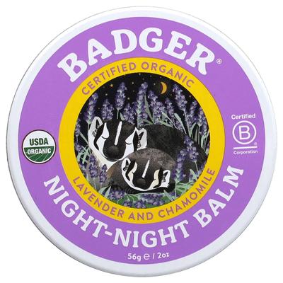 Badger, Organic, Night-Night Balm, Lavender and Chamomile, 2 Oz (56 G)