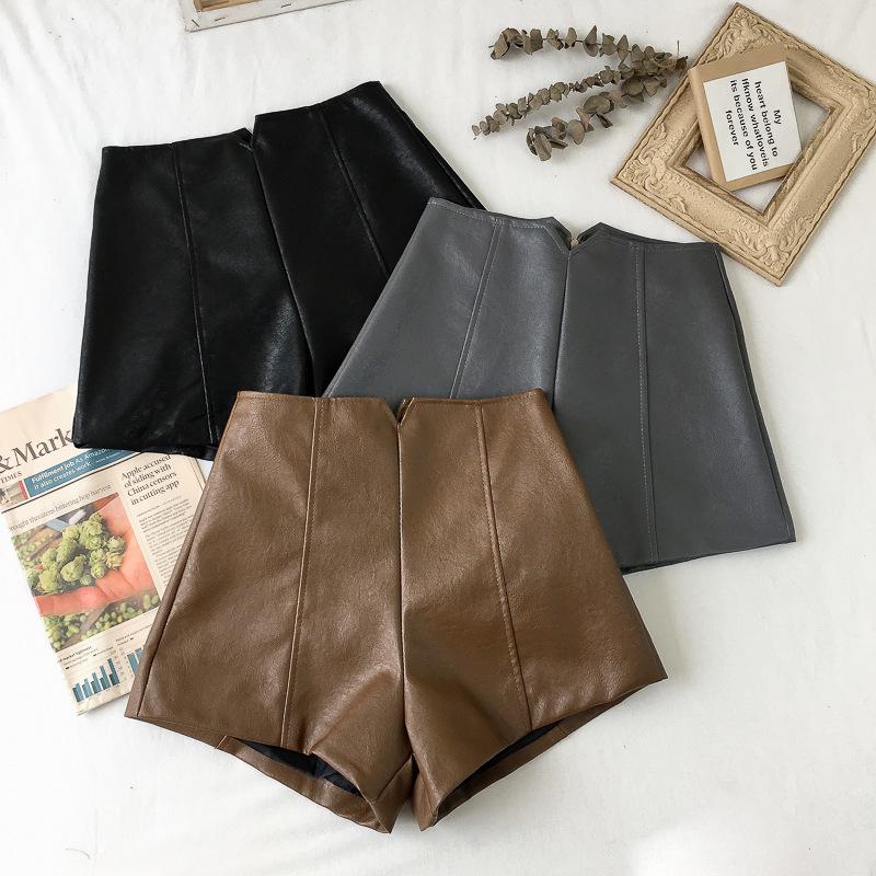 

Women s High-Waist Black PU Leather Wide-Leg Shorts - Autumn/Winter 2023 3XL чорний